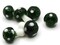 6 19mm Green and White Polka Dot Lampwork Glass Mushroom Beads